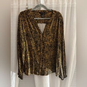 LTS Black and Yellow Patterned Women's Top